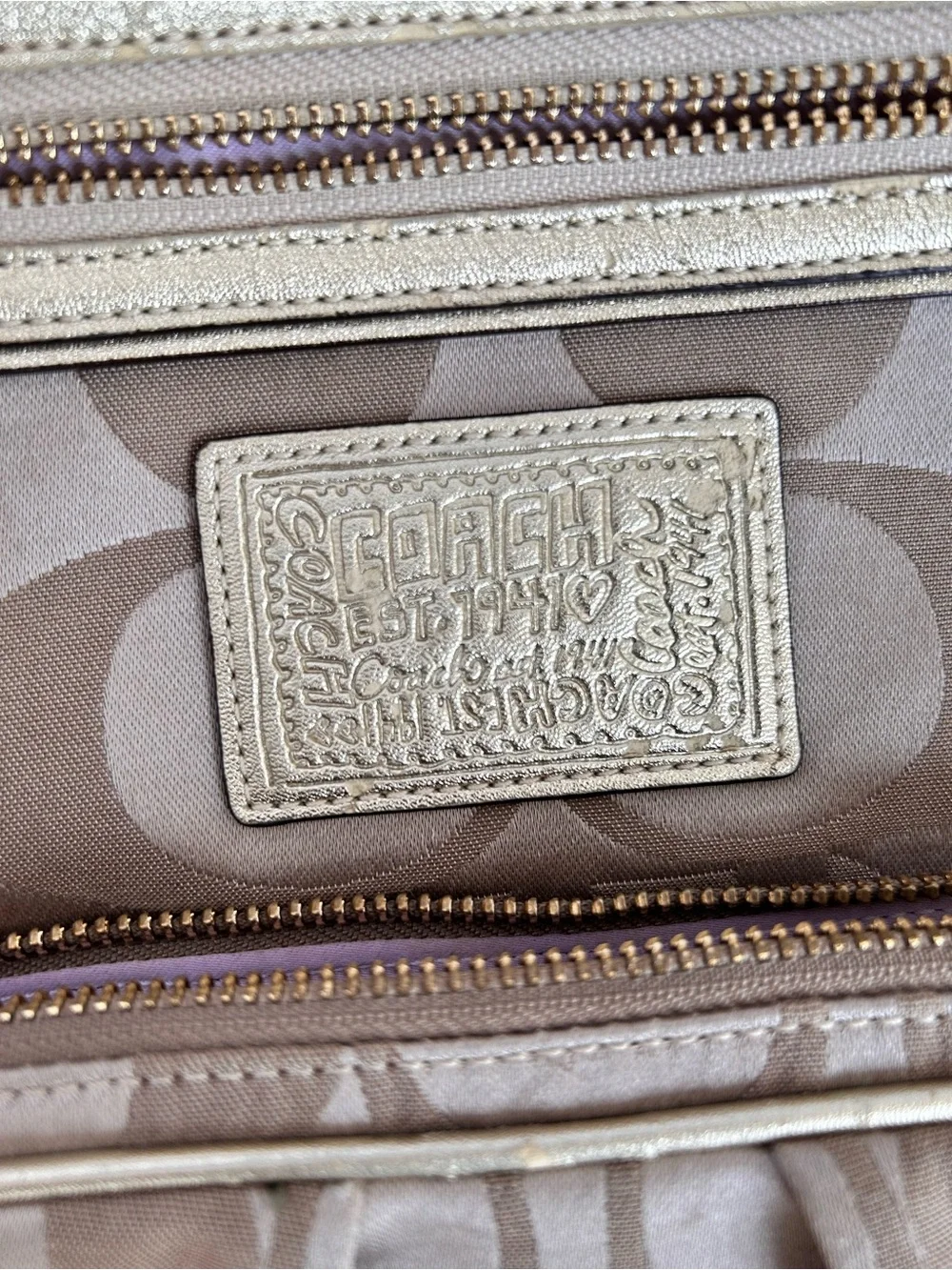 Coach Poppy Y2K Backpack Khaki Gold Signature C H1260-F20046
